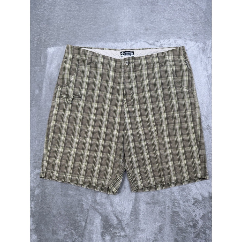 Vintage Columbia Shorts Womens 12 Brown Green Plaid Utility Retro Gorpcore Y2K